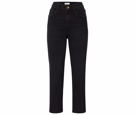 Schwarze High-Waist-Jeans mit geradem Bein.