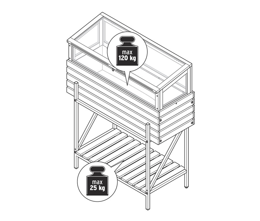 Illustration von Hochbeet mit Frühbeetaufsatz »Elin«.