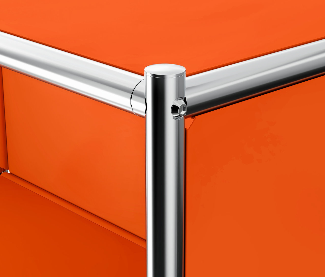 Detailansicht Rollcontainer Metall »CN3« mit 3 Schubladen, orange.