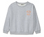 Graues Sweatshirt mit orangefarbenem "West Coast Surfing"-Schriftzug.
