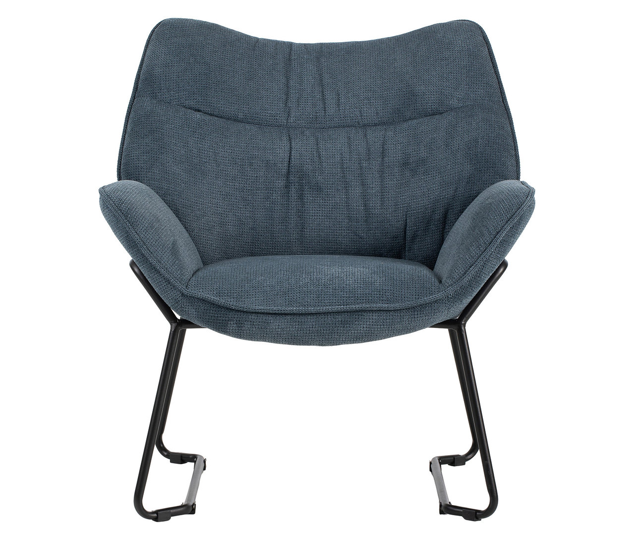 Blauer DeVries Sessel »Aliano« mit schwarzem Metallgestell.