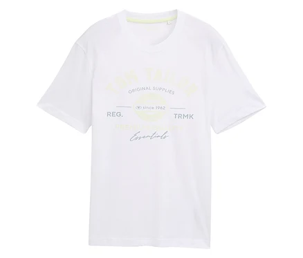 Weißes T-Shirt mit Aufdruck "Tom Tailor Original Supplies" und dem Gründungsjahr 1962.