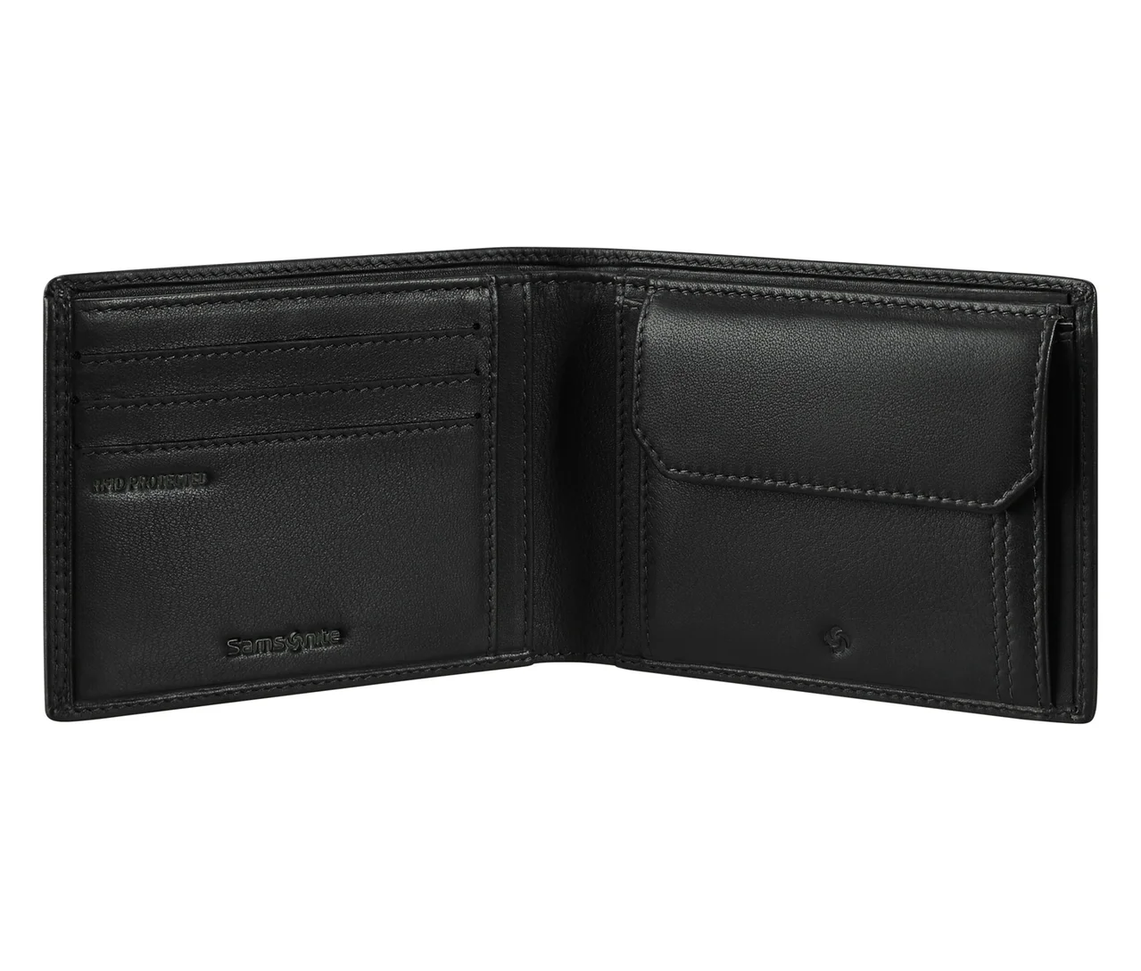Offene, schwarze Samsonite Geldbörse Coin Light »ATTACK 2 SLG« mit Fächern für Karten und Münzen.