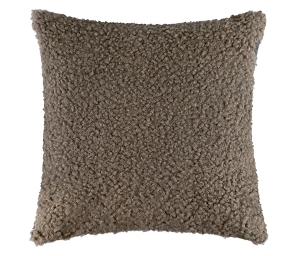 Quadratischer SCHÖNER WOHNEN-Kollektion Dekokissenbezug »TEDDY« in Taupe mit flauschiger Textur.