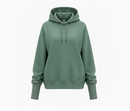 Salbeigrüner FILA Damen-Hoodie aus Modalmix mit Kapuze, Kordelzug, gerippten Bündchen und Saum.