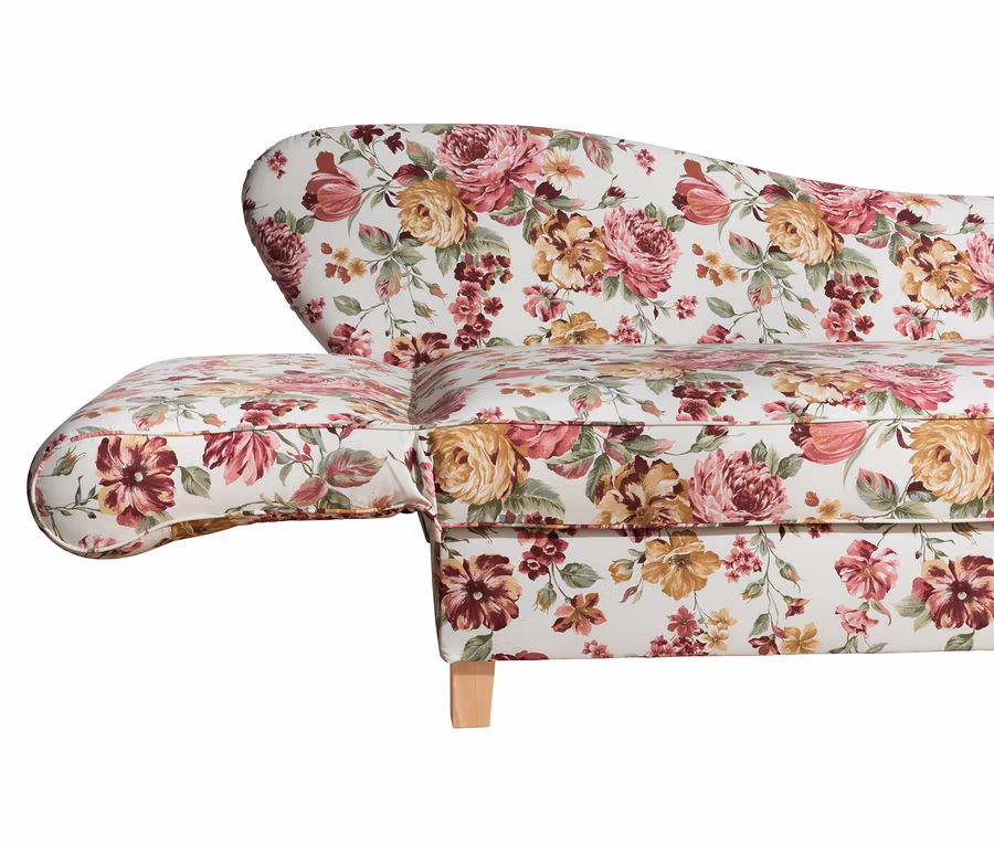 Detailaufnahme der Max-Winzer®-Recamiere »Saturn« mit Stauraum, links, floral.