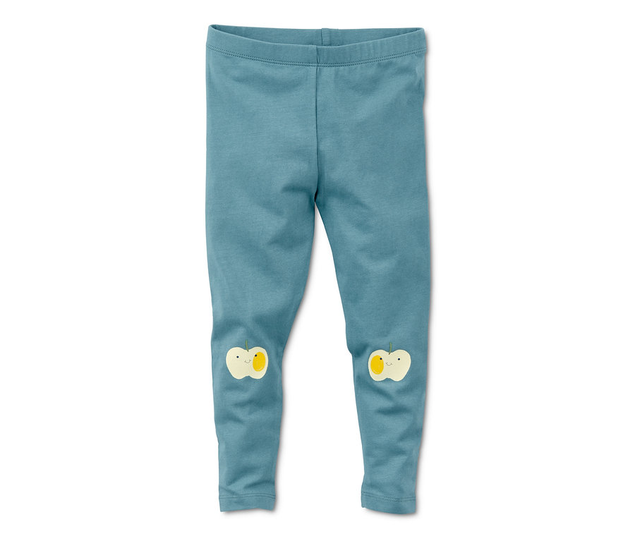 Hellblaue Leggings mit Apfelapplikationen an den Knien, 2 Stück
