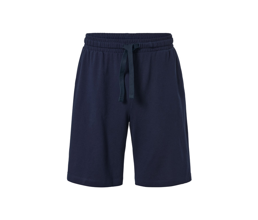 Dunkelblaue Piqué-Relaxshorts mit Kordelzug in der Taille.