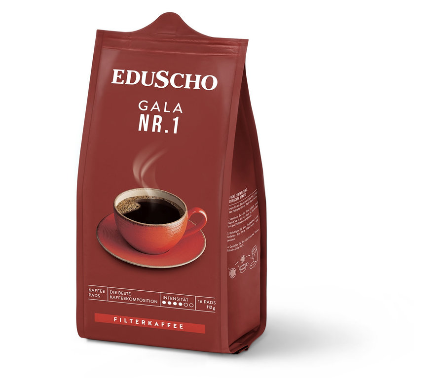 Eine Packung Eduscho Gala Nr. 1 Kaffeepads.