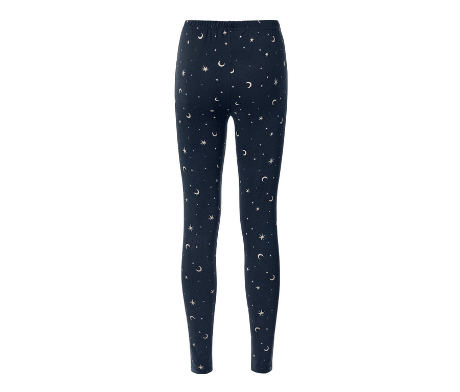 Marineblaue Kuschelige Leggings mit Stern- und Monddruck.