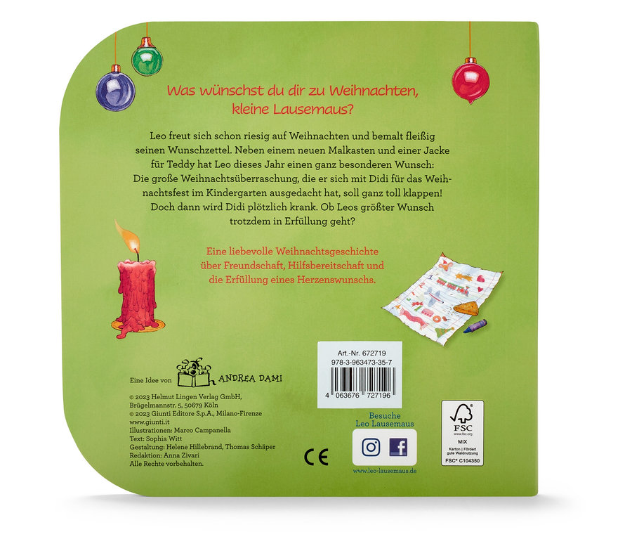 Ein Buchcover mit Dekorationen und einer Kerze. Das Buch erzählt eine Weihnachtsgeschichte über Freundschaft und Hilfsbereitschaft.