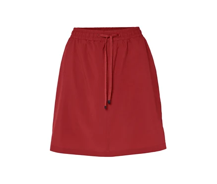Rote Funktionsrockshorts mit Kordelzug in der Taille.