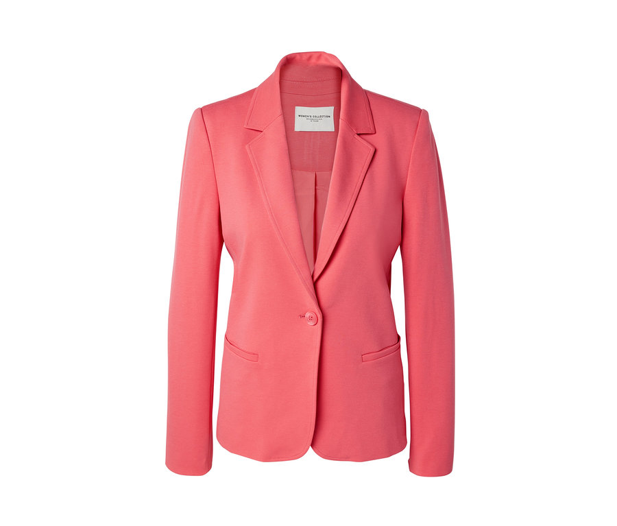 Korallefarbener Jerseyblazer mit einem Knopf.
