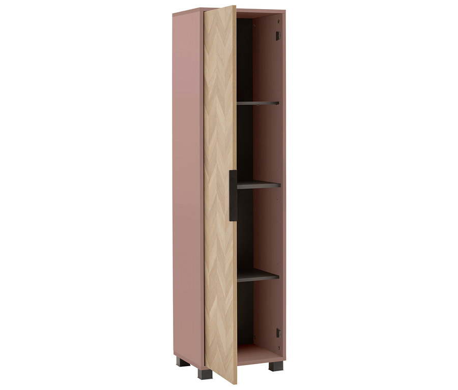 Geöffneter Schildmeyer Piazza Hochschrank »400« in Mauve mit drei Regalböden.