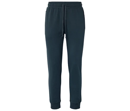 Eine dunkelblaue Jogginghose mit Kordelzug.