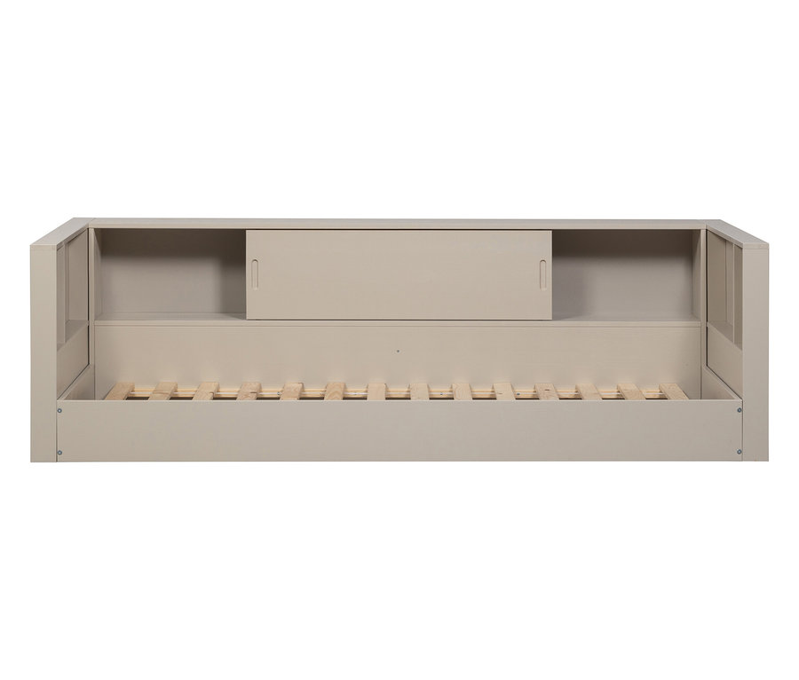 WOOOD Kiefernholz-Bed-Bank »Carter« in Staubfarbe mit Holzlattenrost.