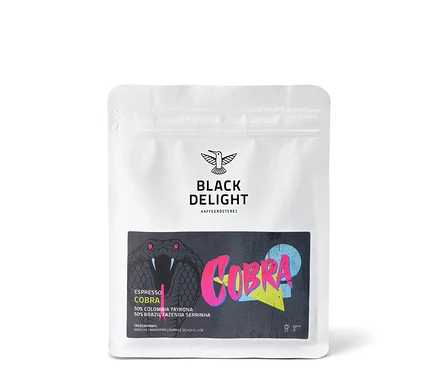Packung Black Delight - COBRA Blend Espresso - 250 g ganze Bohne.