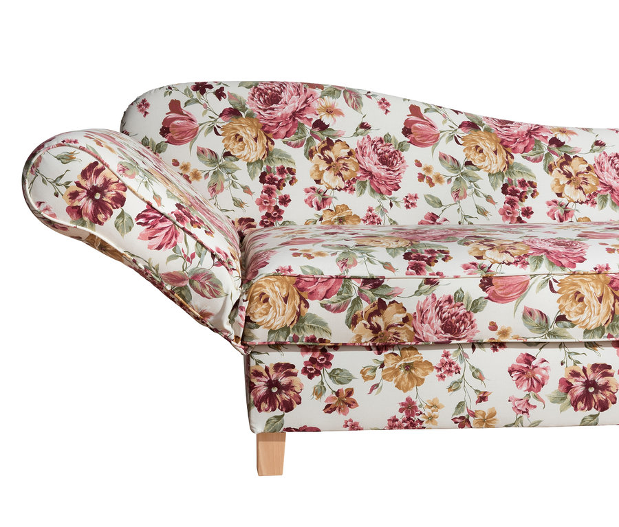 Detailaufnahme einer Max-Winzer®-Recamiere »Saturn« mit floralem Muster und Stauraum.