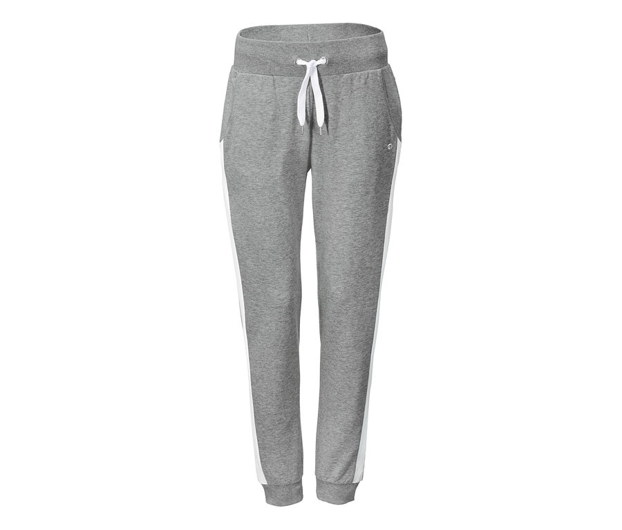 Graue Sweathose mit einem weißen Streifen an der Seite.