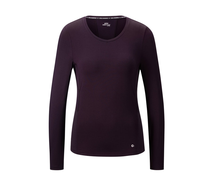 Dunkelviolettes Langarm-Funktionsshirt.