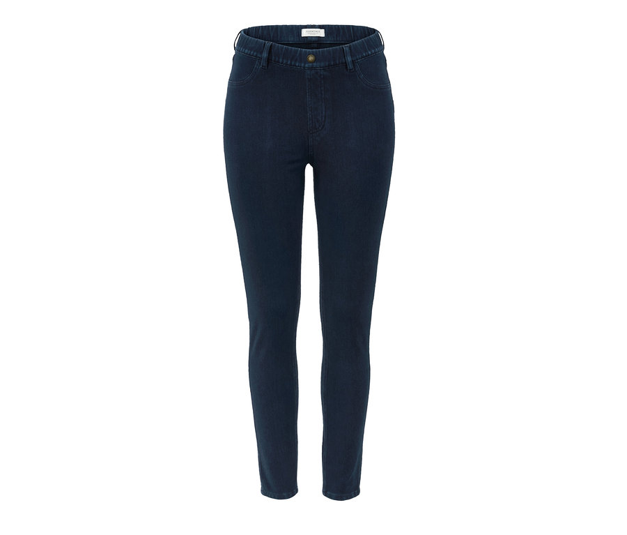 Dunkelblaue Denim-Jeggings.