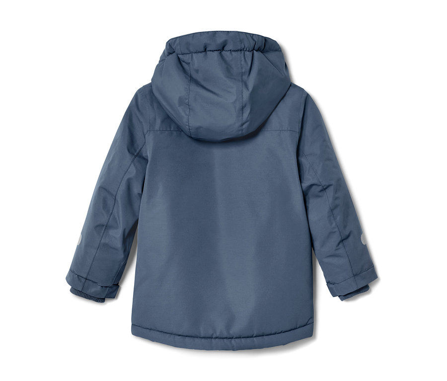 Blauer Kinder-Schneeanzug von hinten.