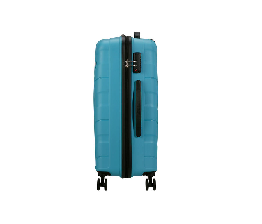 Ein mittelgroßer, hellblauer American Tourister Jetdriver 3.0 Koffer.