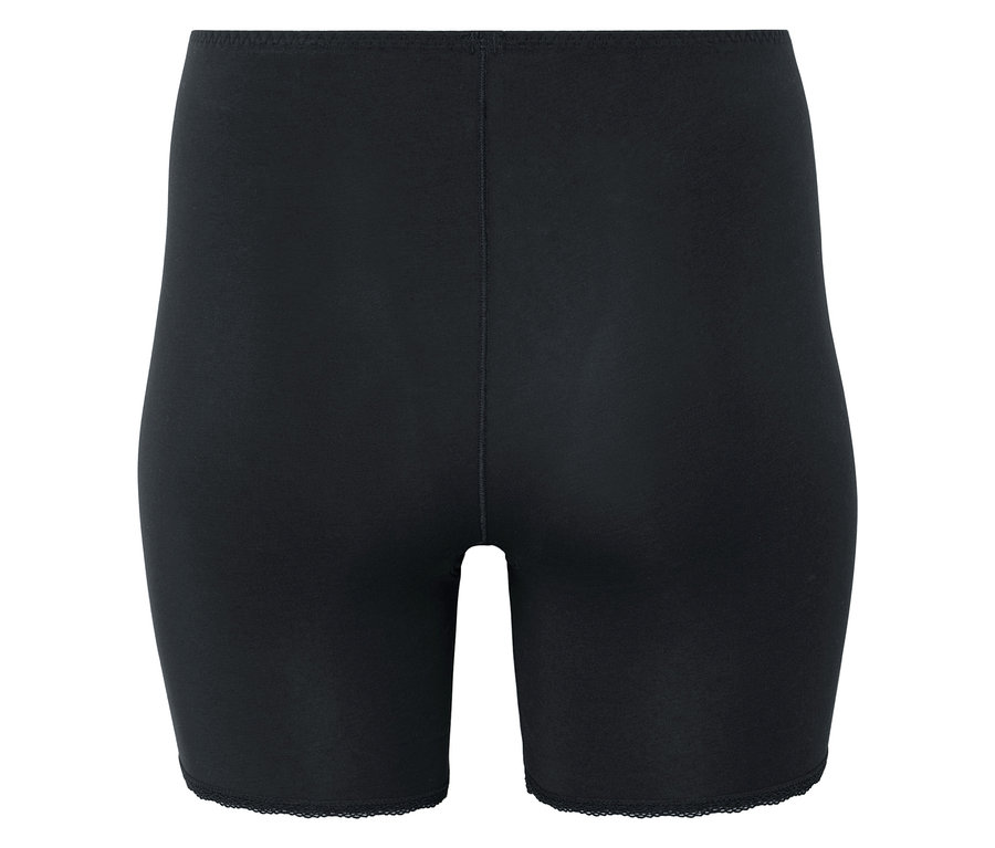 Schwarze Damen-Radlerhose mit Spitzenbesatz am Saum.