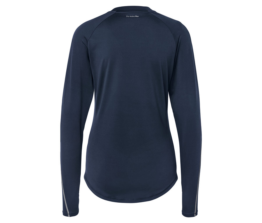 Dunkelblaues Langarmshirt, Rückansicht.