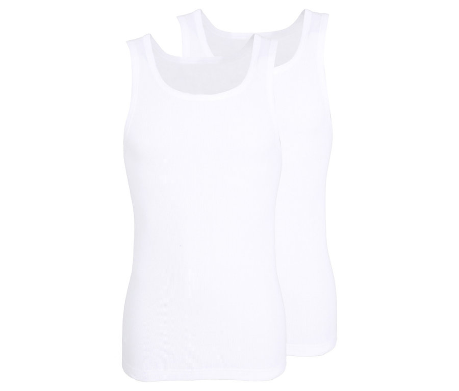 Zwei weiße Tom Tailor Unterhemden »Montana« liegen übereinander.