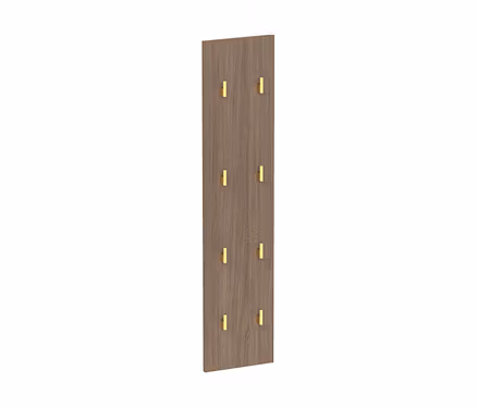 Hakenpaneel »Glenn« in Holzoptik mit sechs goldenen Haken.