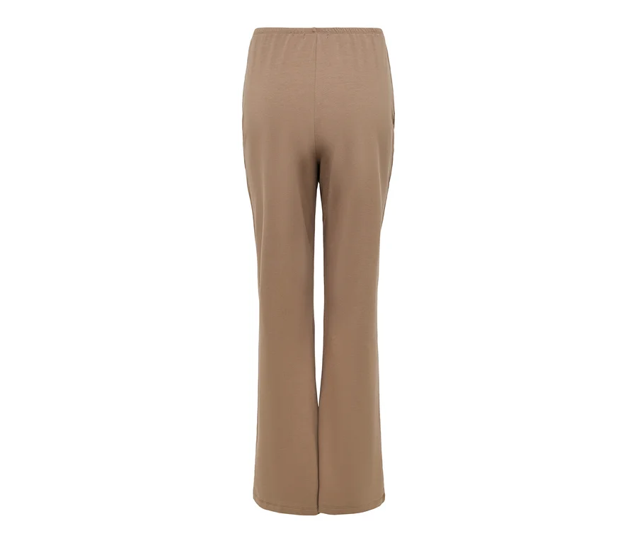 Braune MAMALICIOUS Sweat Pants »MLSINE HW« mit weitem Bein und elastischem Bund, von hinten gezeigt.
