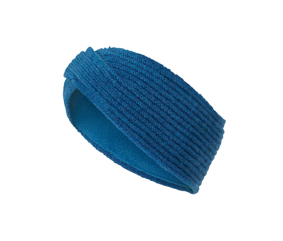 Blaues Strick-Stirnband.