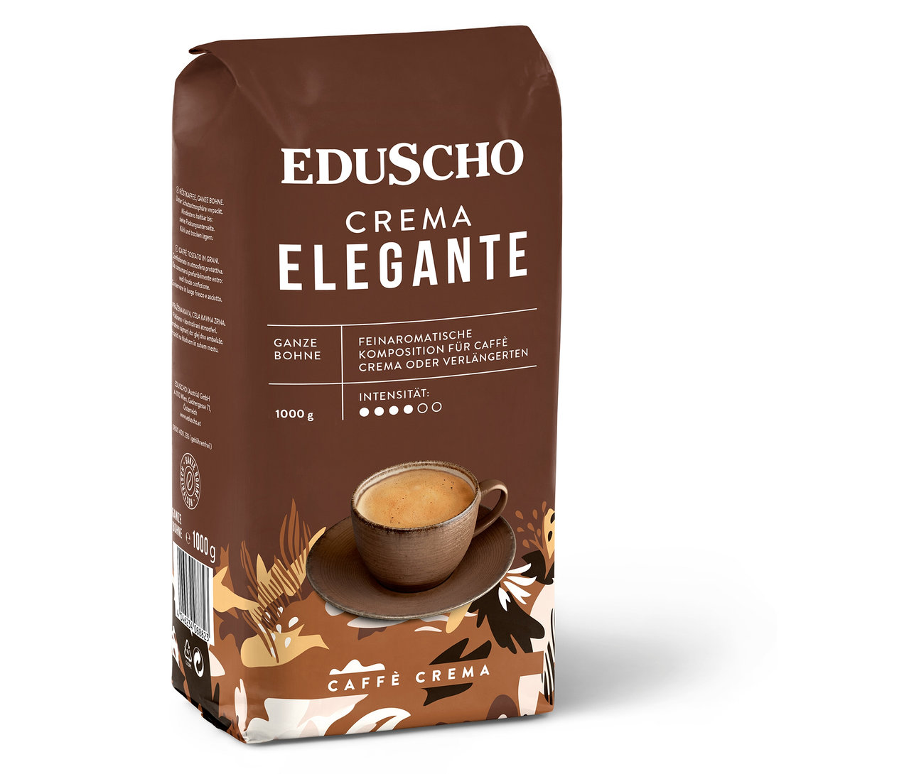 Eine Packung Eduscho Crema Elegante – 2x 1kg Ganze Bohne.