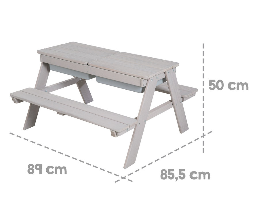 Graue roba Kinder-Outdoor-Sitzgruppe »Picknick for 4« mit Spielwannen.