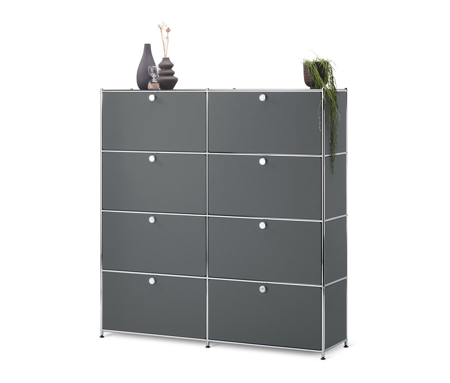 Graues Highboard »CN3« mit 8 Klappen.