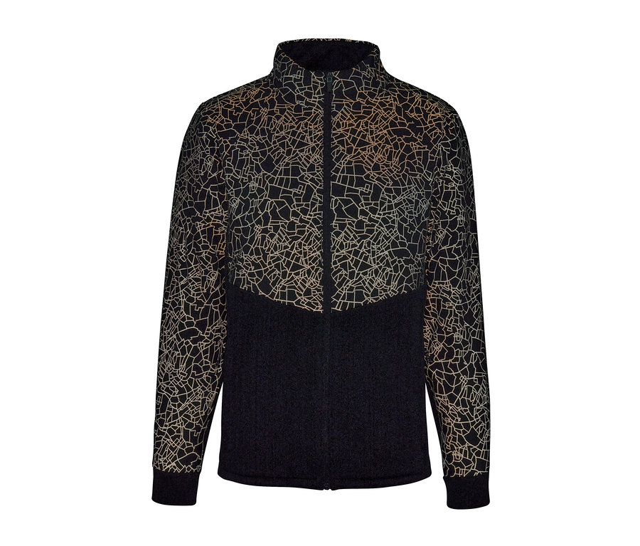 Eine schwarze Thermojacke mit Muster.