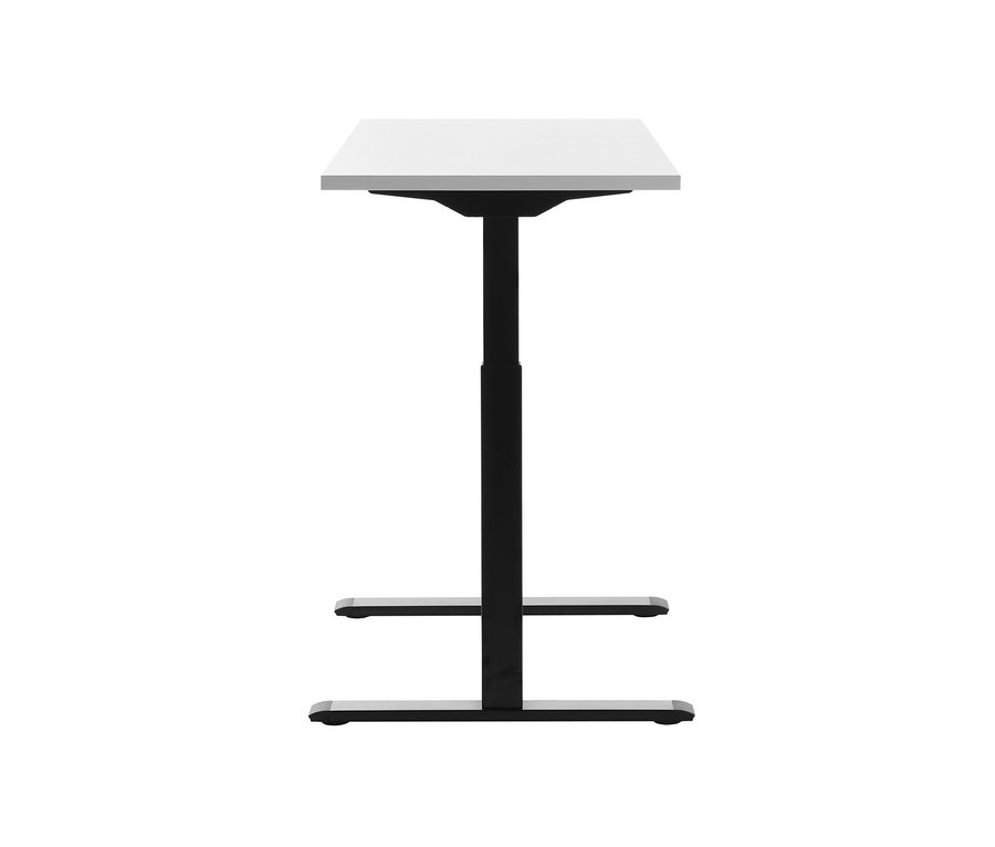 Weißer Topstar Schreibtisch, elektrisch höhenverstellbar, ca. 120 x 60 cm, vor weißem Hintergrund.