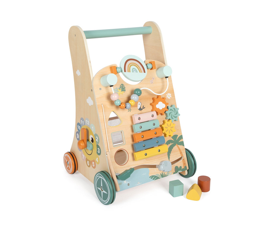small foot Lauflernwagen »Safari« aus Holz mit Xylophon, Zahnrädern und Perlen.