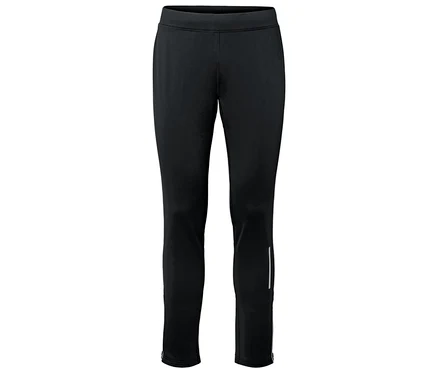 Schwarze Trainingshose mit reflektierenden Details an den Hosenbeinen.