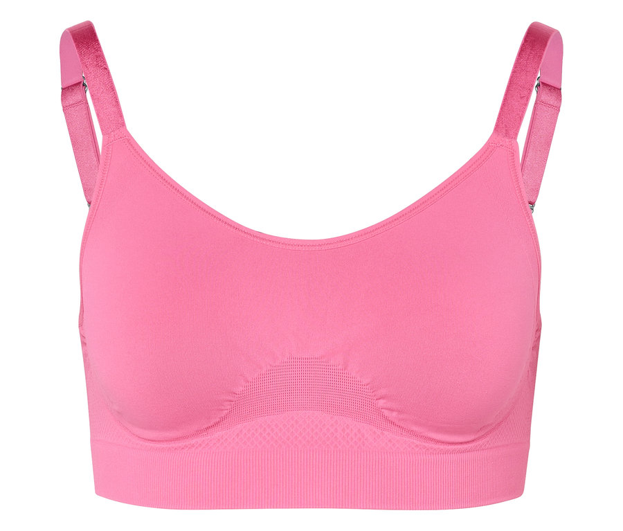 Pinkfarbener Sport-BH mit verstellbaren Trägern.