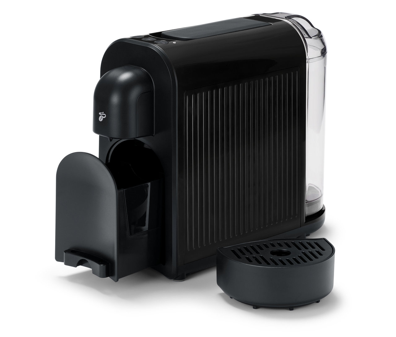 Schwarze Cafissimo now black Kaffeemaschine mit abnehmbarem Abtropfgitter und Wassertank.