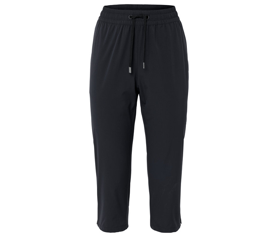 Eine marineblaue Dreiviertelhose mit Kordelzug.