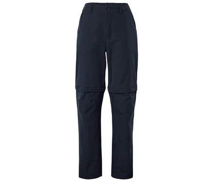 Dunkelblaue, abzippbare Hose vor einem weißen Hintergrund.