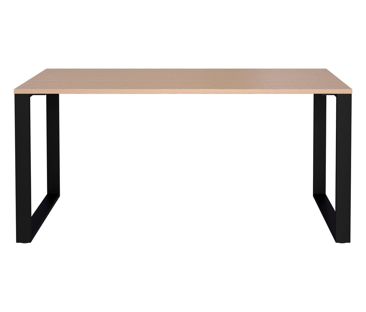 Der Schreibtisch »Oviedo« mit einer hellen Tischplatte und schwarzen Beinen steht vor einem weißen Hintergrund.