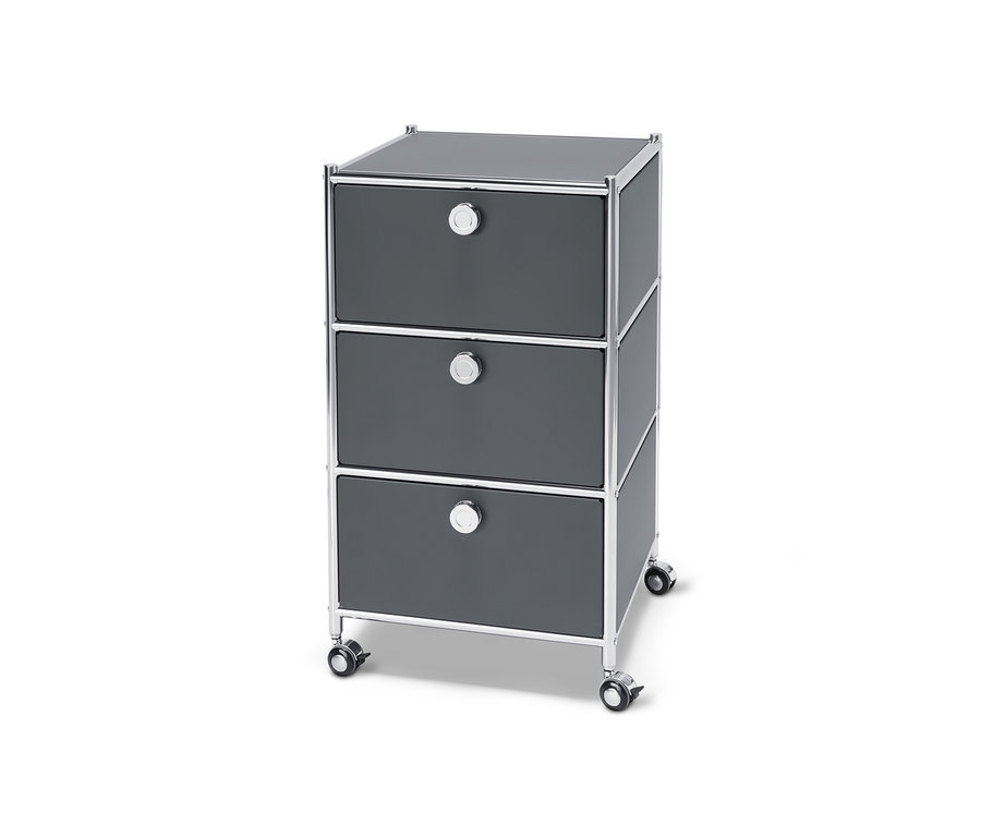 Grauer Rollcontainer »CN3« mit 3 Schubladen.