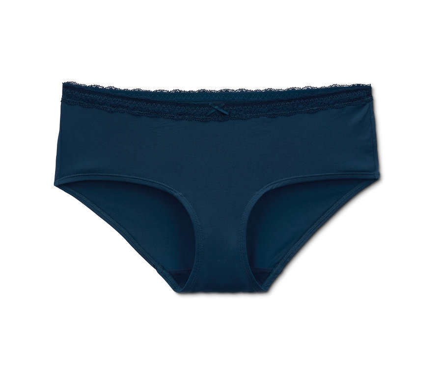 Blaue 2 Pantys mit Spitze am Bund.