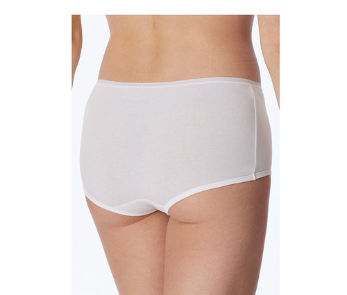 Rückenansicht einer Person, die weiße SCHIESSER Shorts trägt.