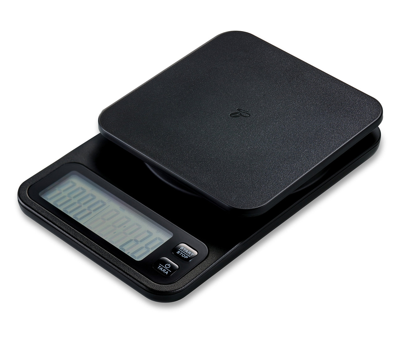 Schwarze Kaffeewaage inkl. Timer.