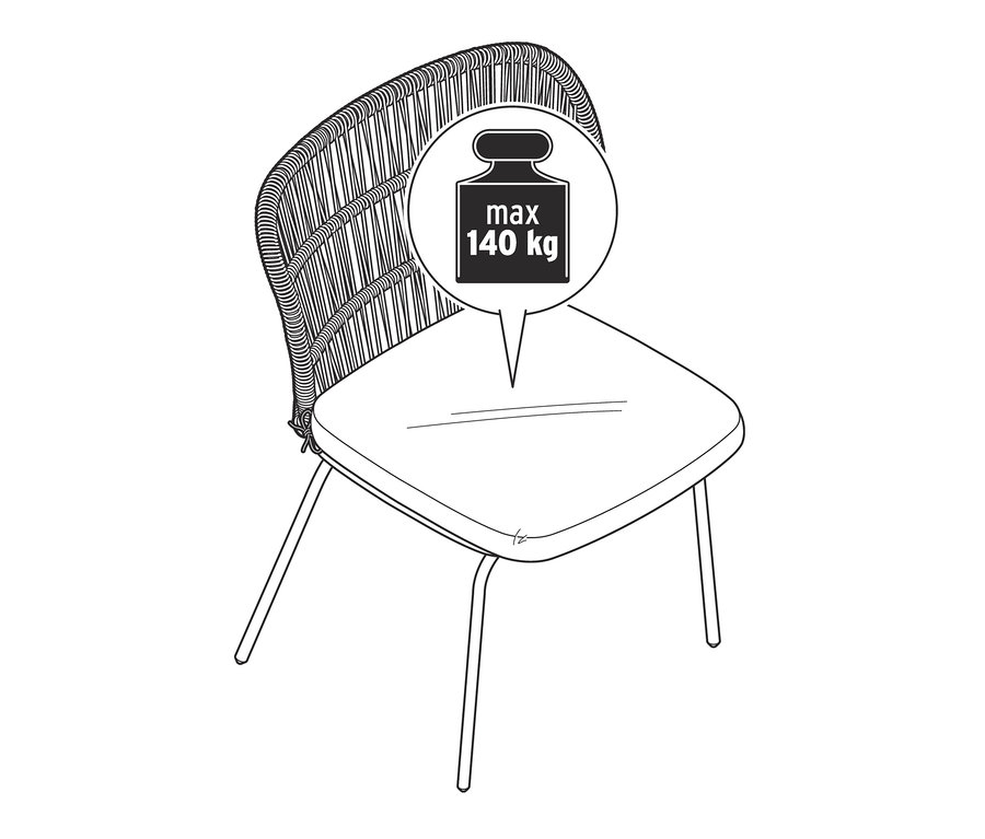 Illustration eines Stuhls mit Textilgeflecht.